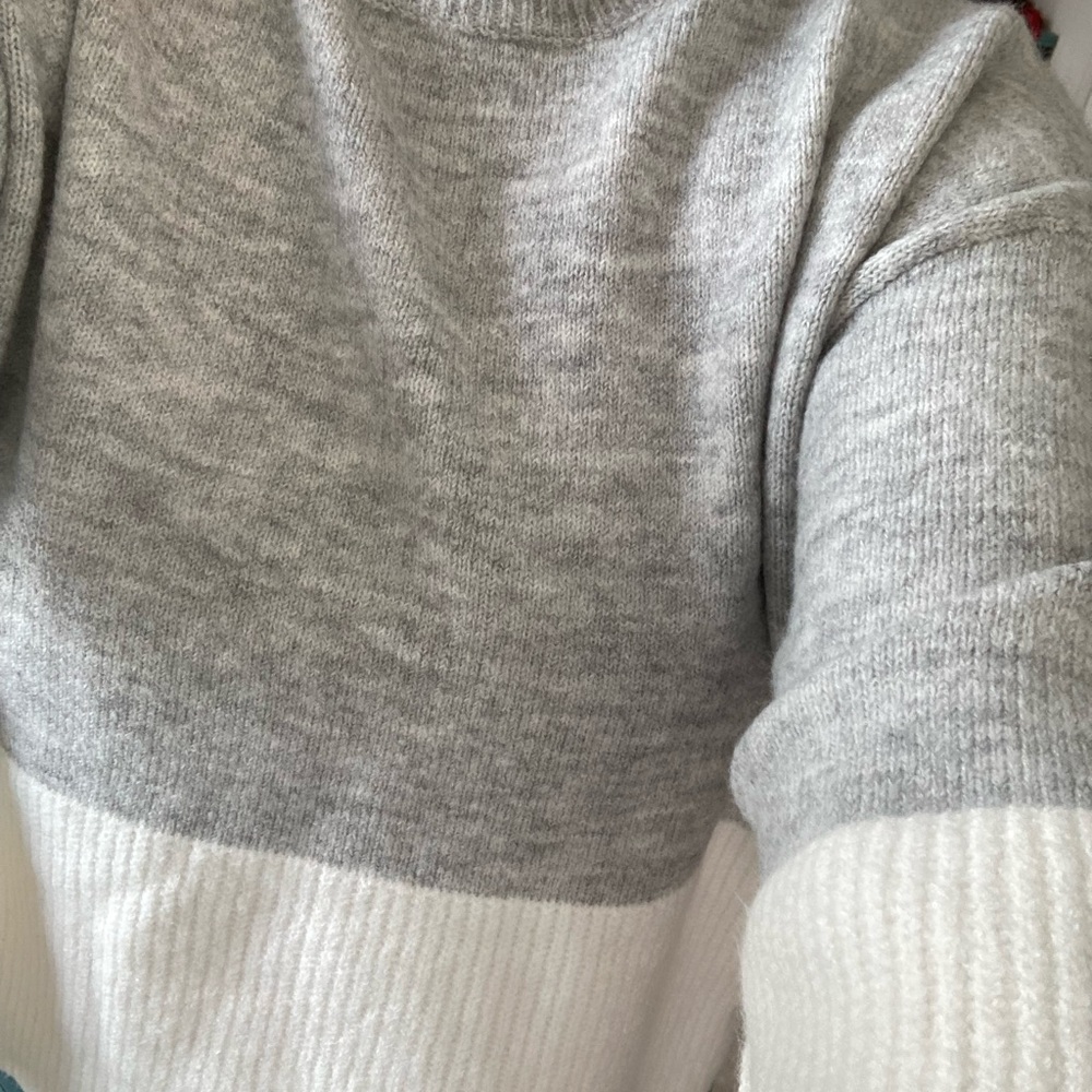 Grey and white sweater